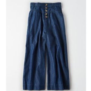 NWT American Eagle AE, high waisted button front wide leg cropped pant